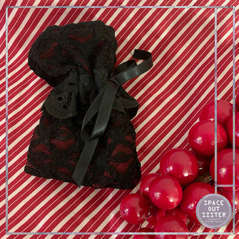 Handmade Lavender Pocket Black Lace