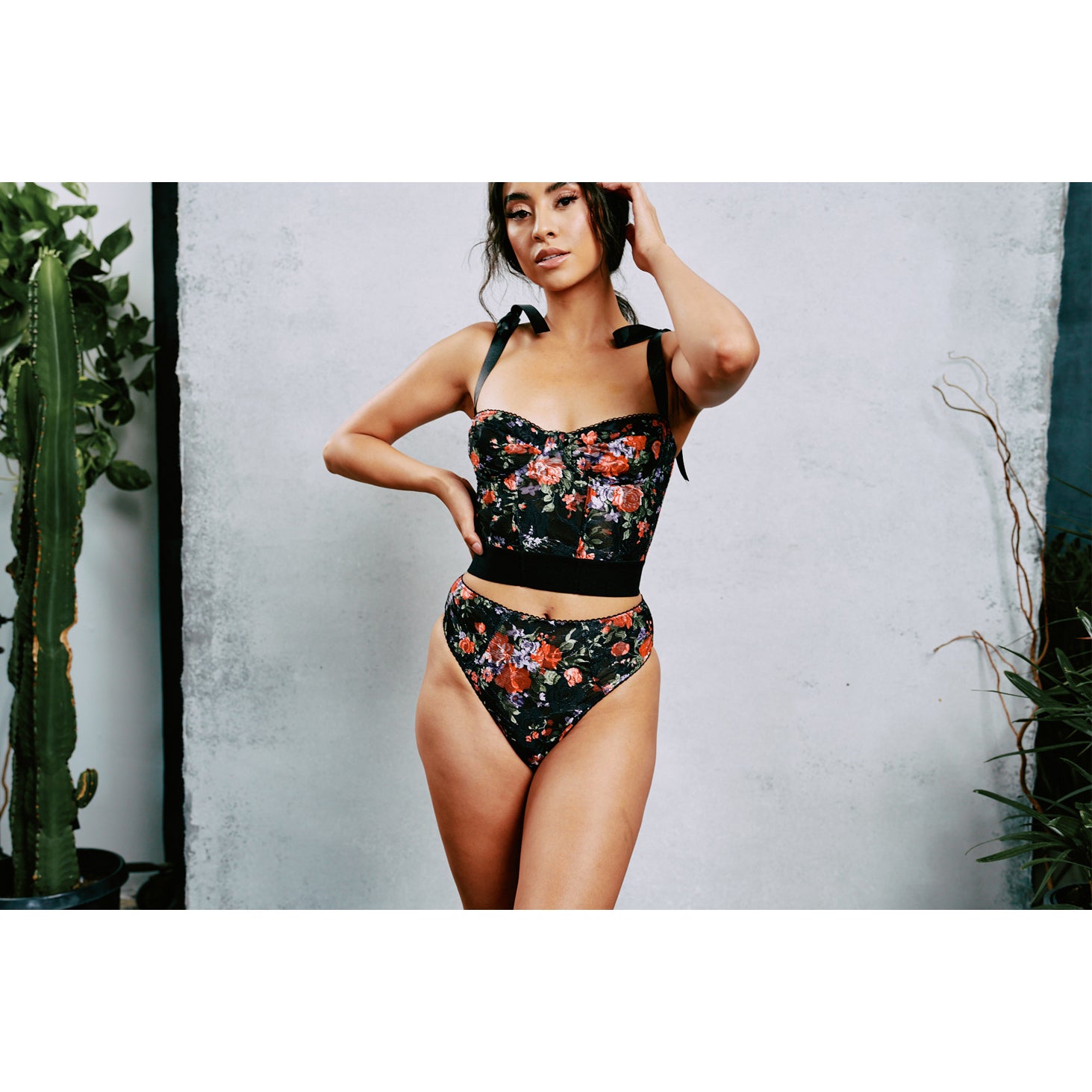 New Lace Black Floral High Waist Brief by Kilo Brava