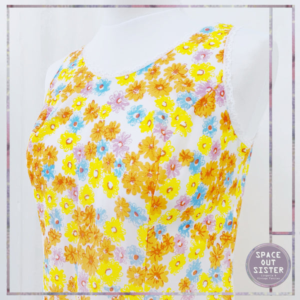 Circa 1970s Tangerine Floral Slip