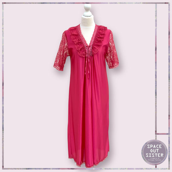 Cerise Ruffle Lace Nightdress