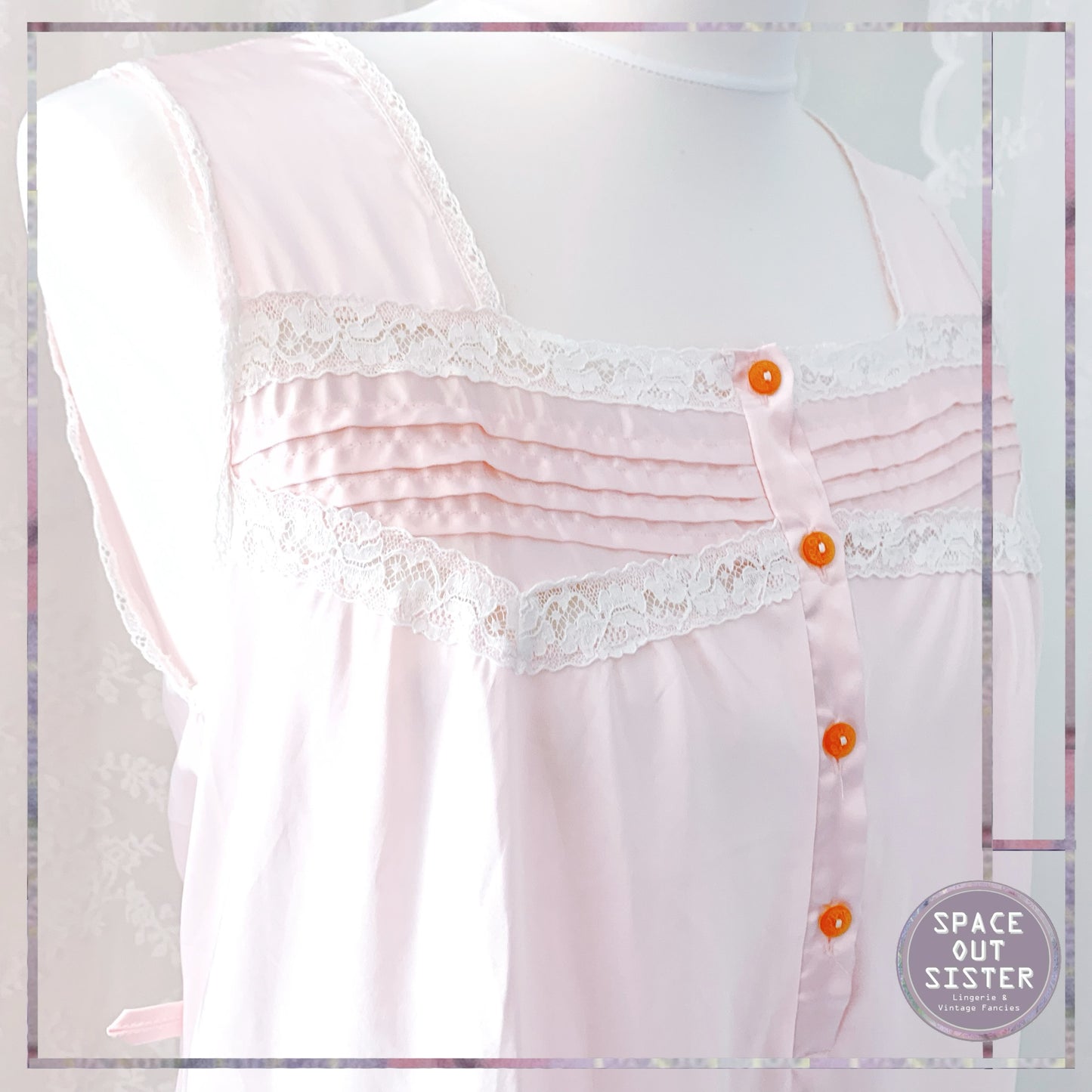 Vintage 1980s Les Nuits Pink Nightdress
