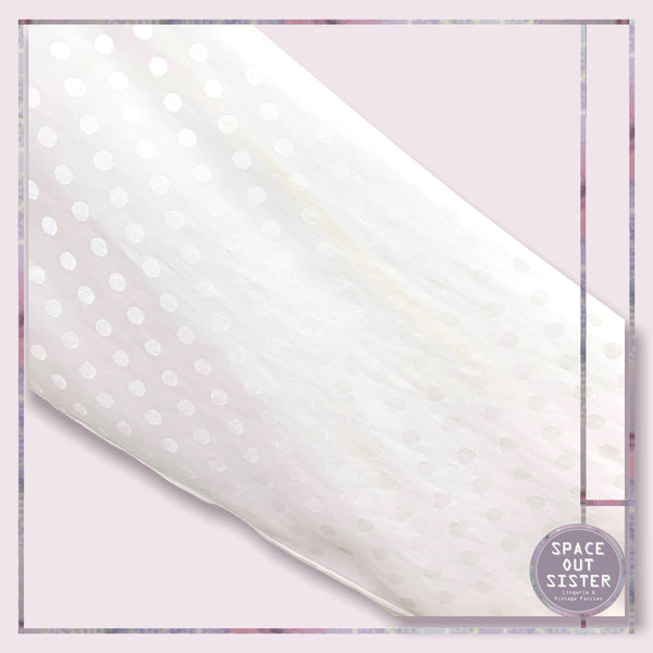 Polka Dot White Pure Silk Dressing Gown