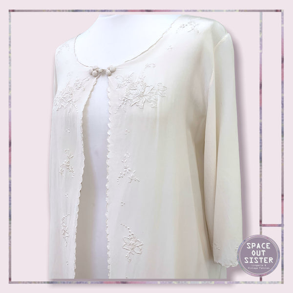 Vintage Silk Ivory Robe