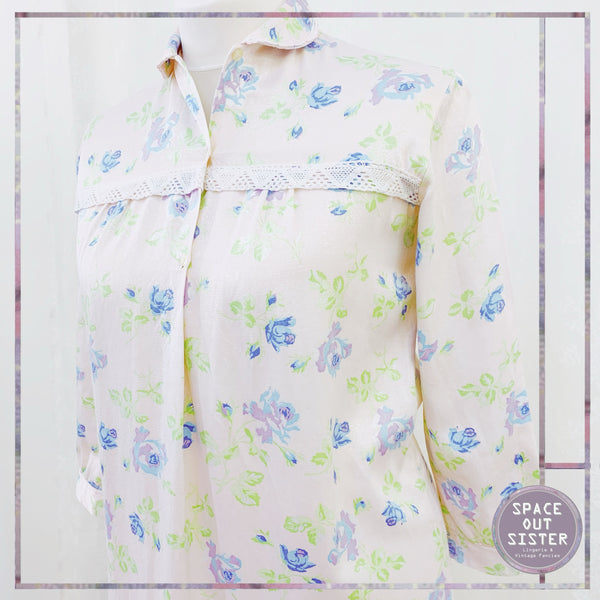 Vintage Blue Hue Flower Nighty