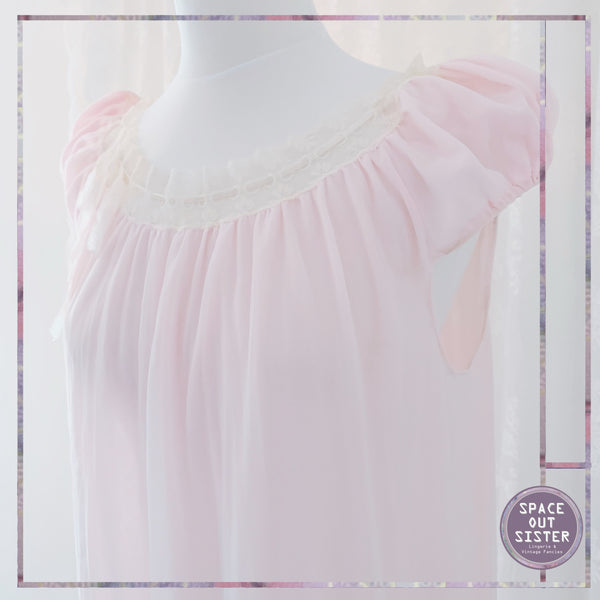 1950s Feather Soft Petal Pink Nightdress