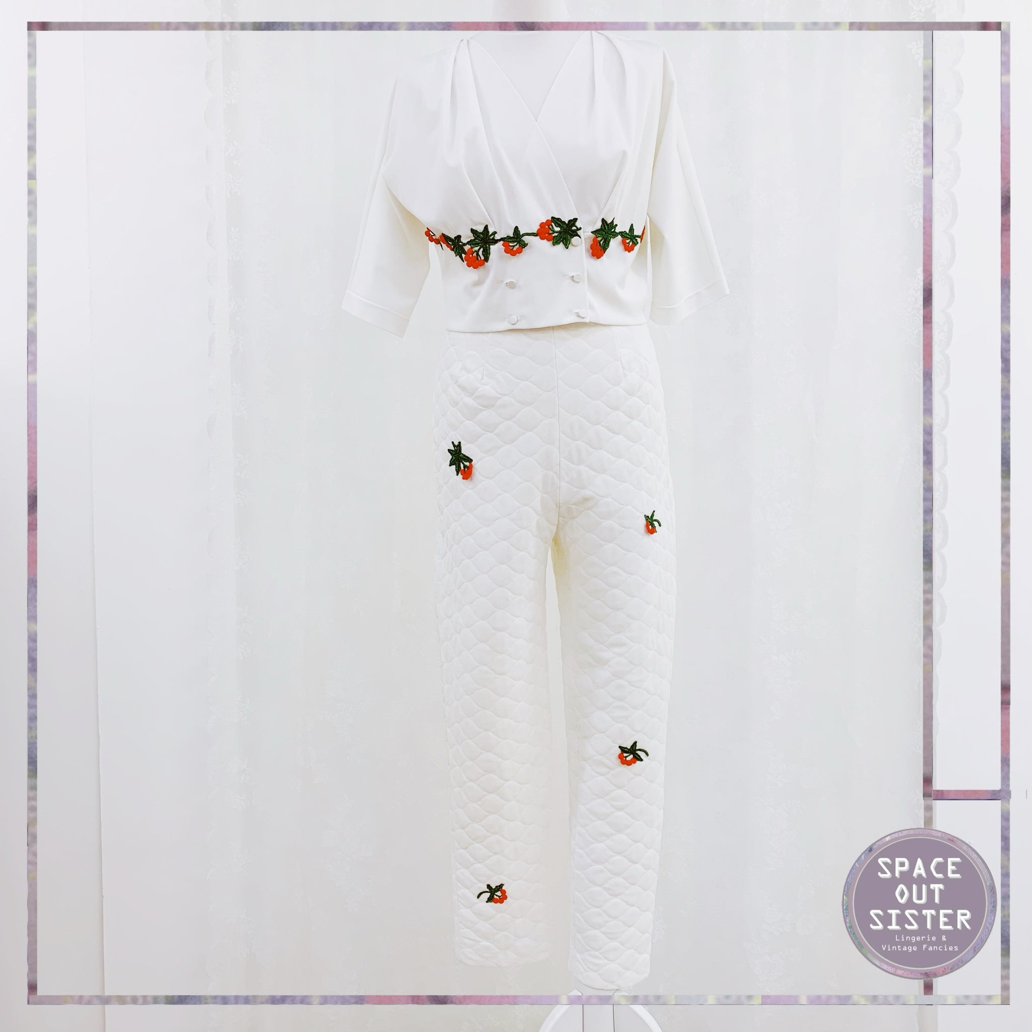 1950s Quilted Cherry Two Piece