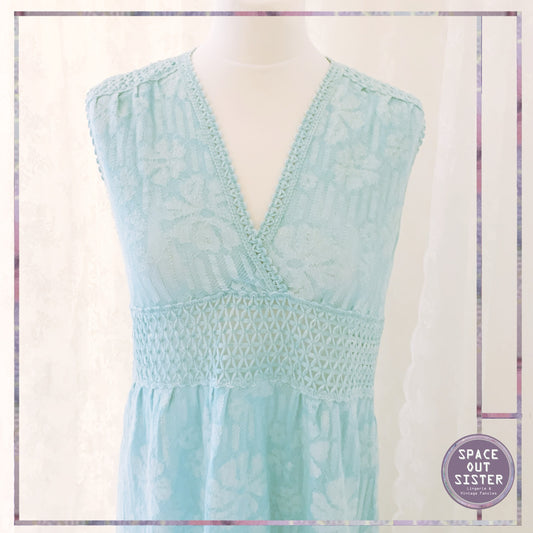 1980s Vintage Turquoise Hanro Cotton Nighty
