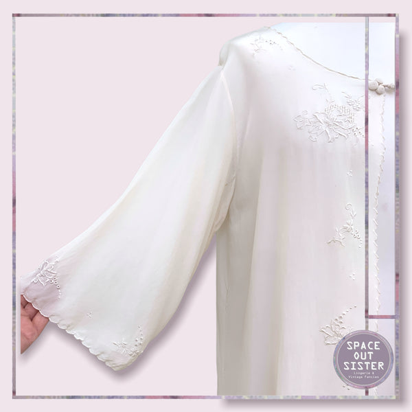 Vintage Silk Ivory Robe