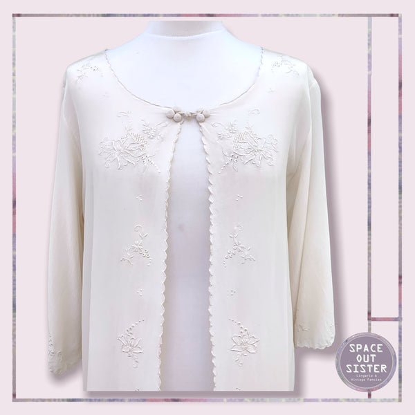 Vintage Silk Ivory Robe