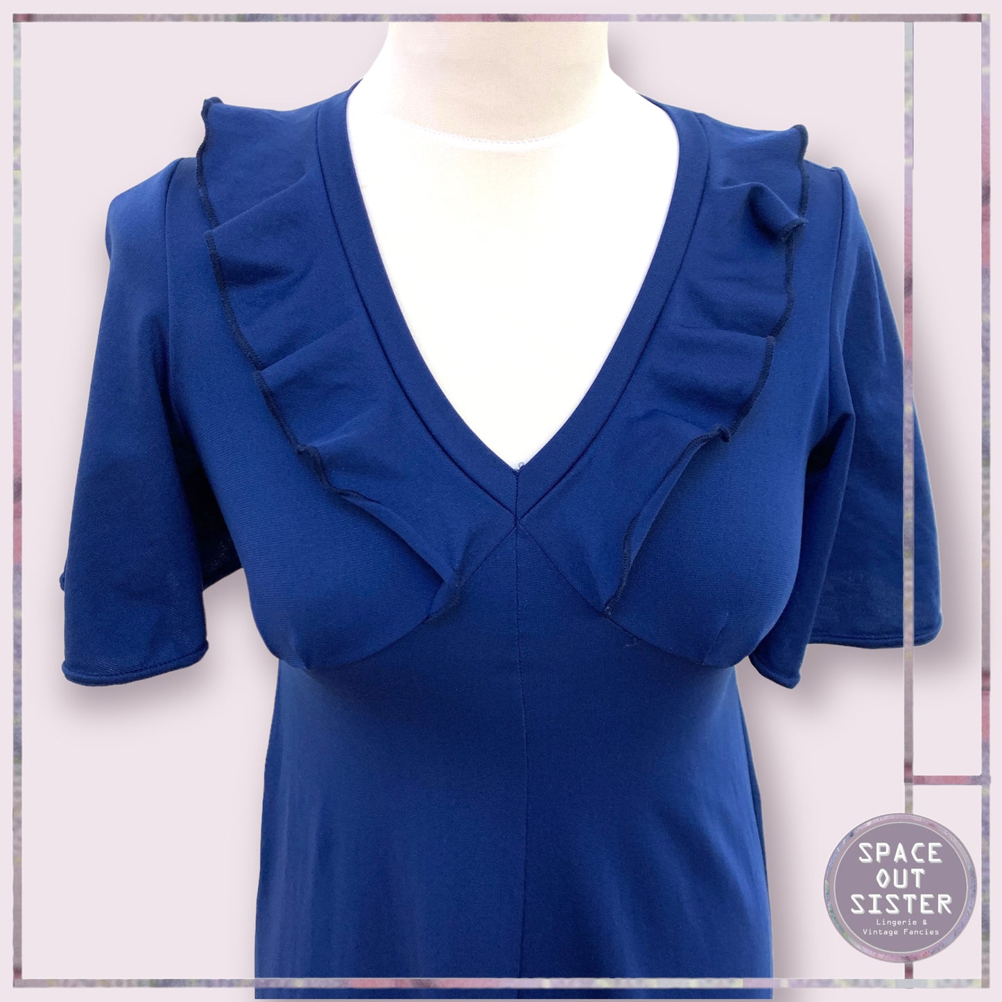 Circa 1970s Vintage Mikava Navy Nightdress
