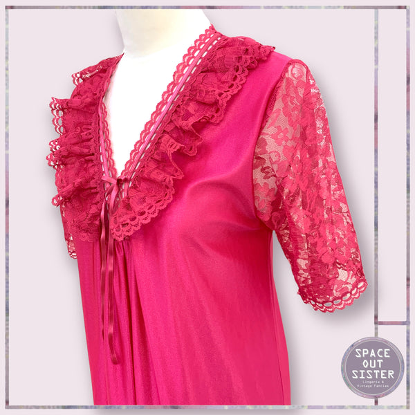 Cerise Ruffle Lace Nightdress