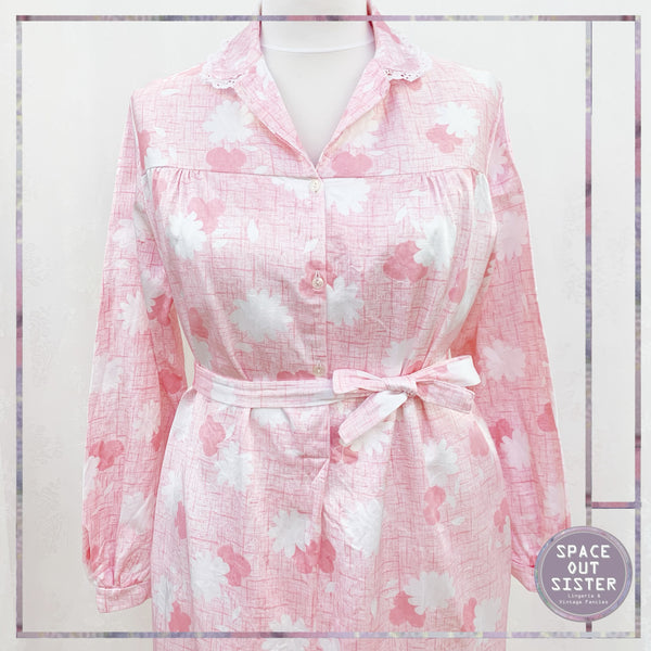 Vintage Pink & White Belted Nightdress