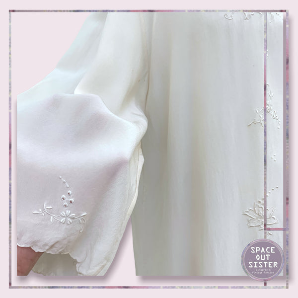 Vintage Silk Ivory Robe