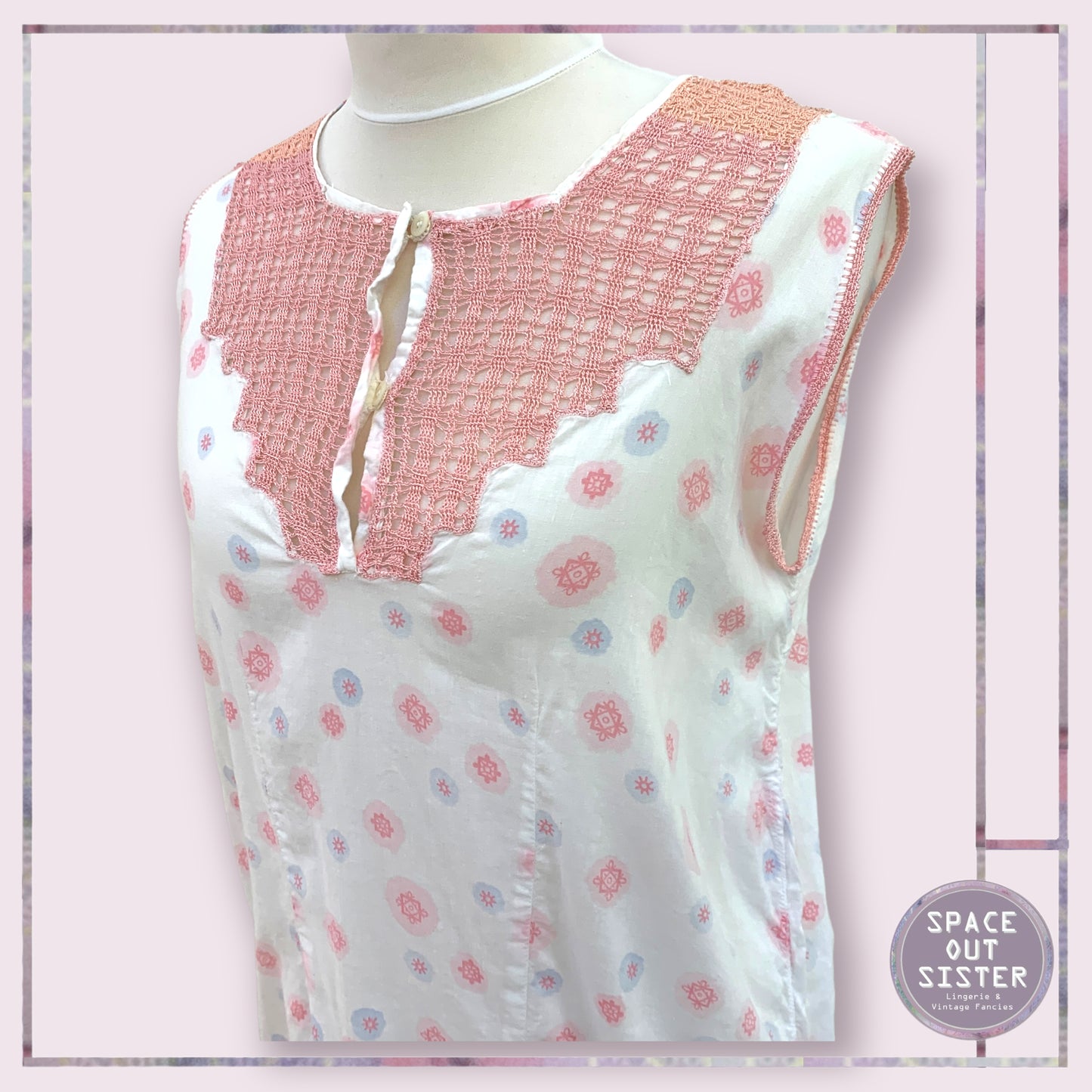 Pink Crochet Cotton Nightdress